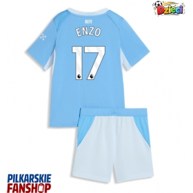 Koszulka piłkarska Manchester City Enzo Fernandez #17 Strój Domowy dla dzieci 2026-27 tanio Krótki Rękaw (+ Krótkie spodenki)